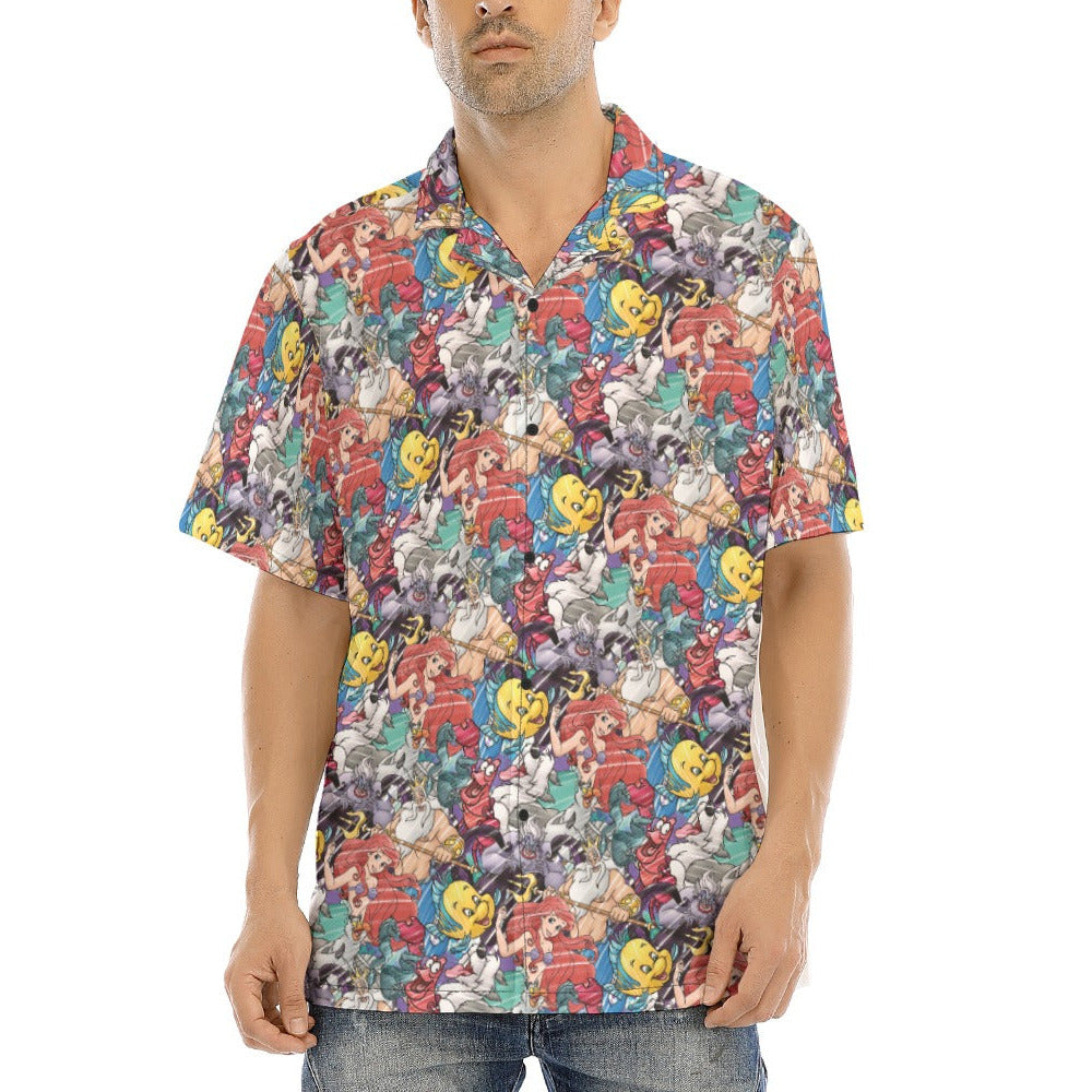 Undersea Crew Sketch - Men's Hawaiian Button Up Shirt