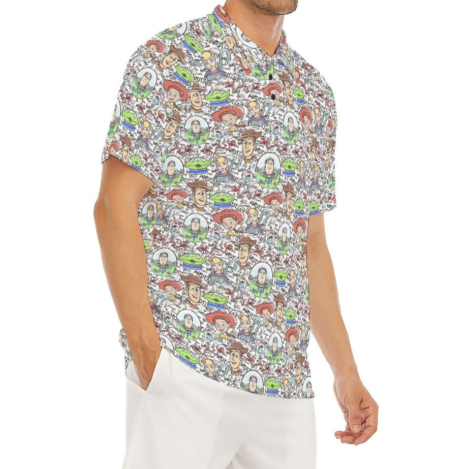 Sketch Autographs of Animated Toy Friends - Men's Polo Shirt
