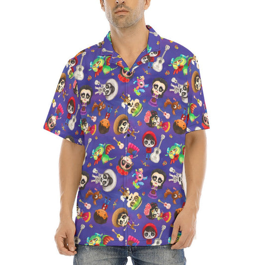 Poco Loco Día de Muertos - Men's Hawaiian Button Up Shirt