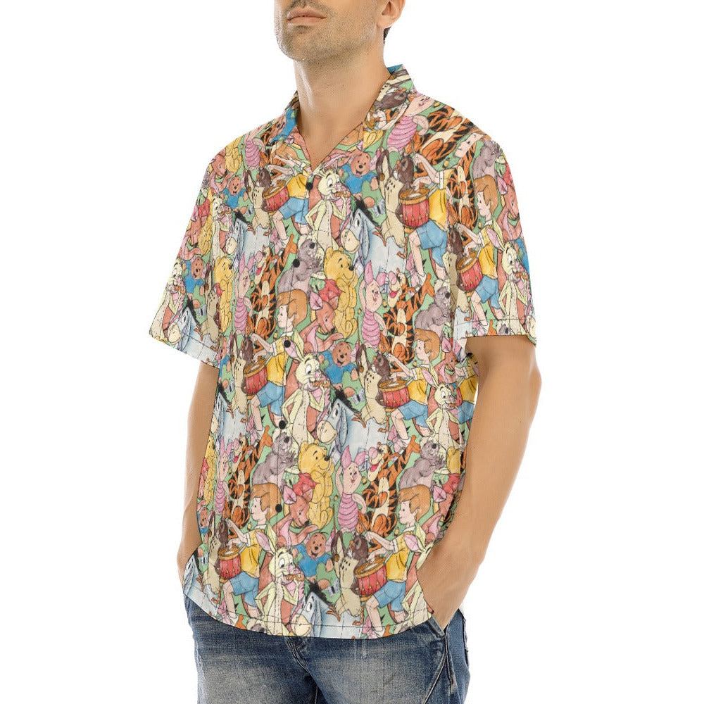 Sketched Hundred Acre Crew - Men's Hawaiian Button Up Shirt