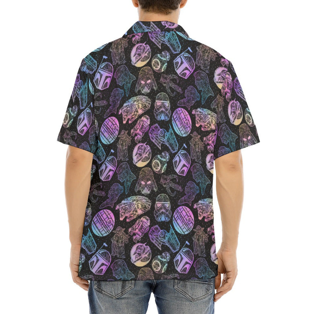 Watercolor Galactic Mandalas - Men's Hawaiian Button Up Shirt