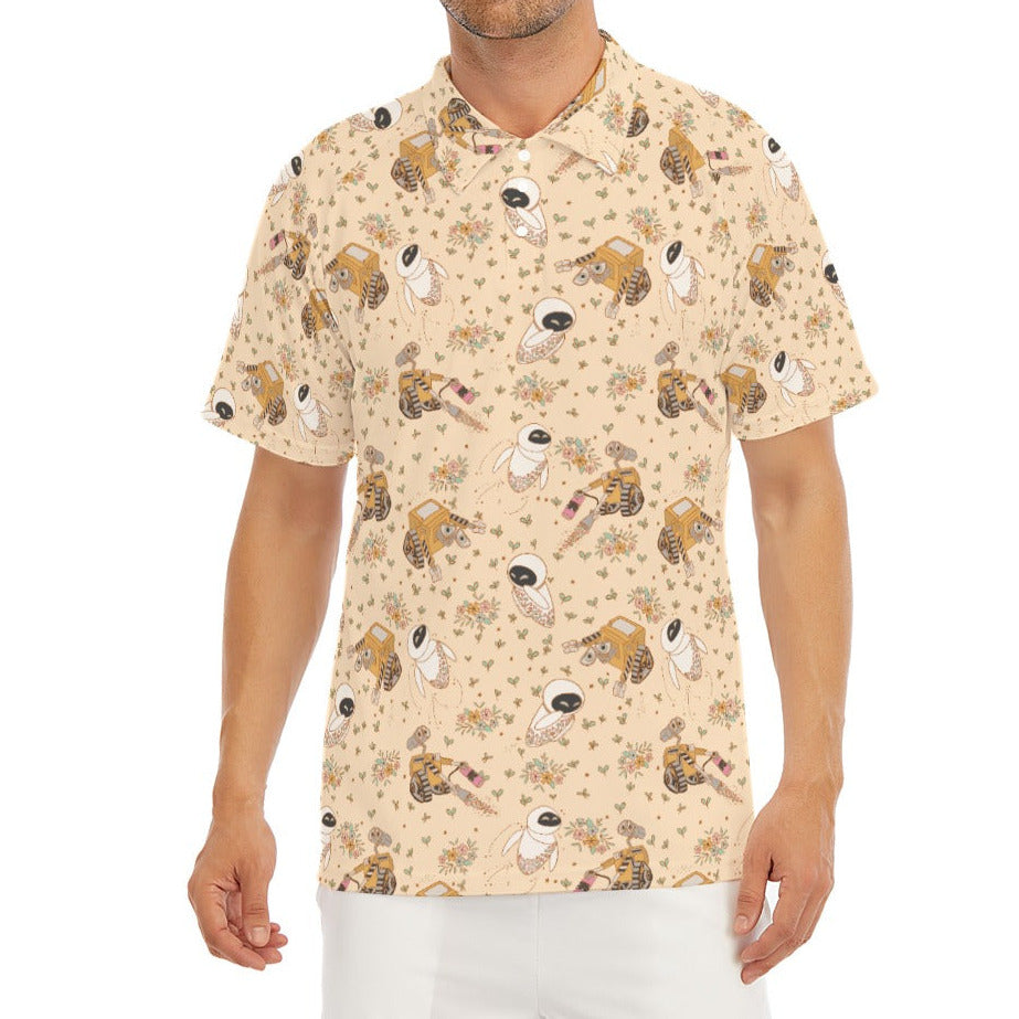 Botanical Robot Love Story - Men's Polo Shirt