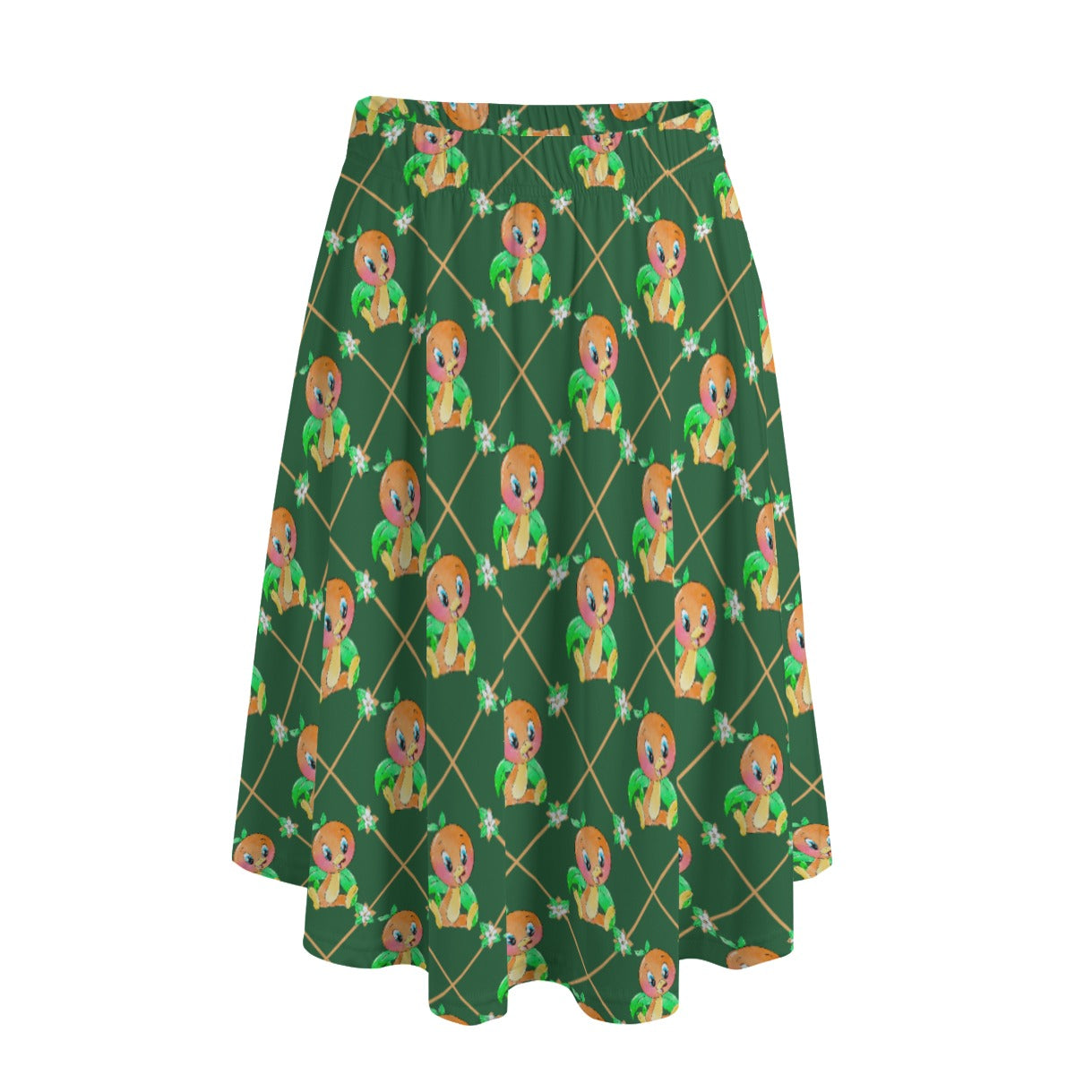 Geometric Citrus Delight - Women's Pocket Midi Skirt