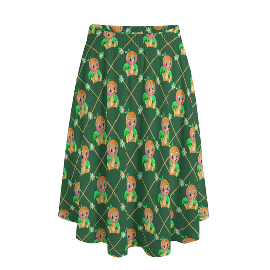 Geometric Citrus Delight - Women's Pocket Midi Skirt
