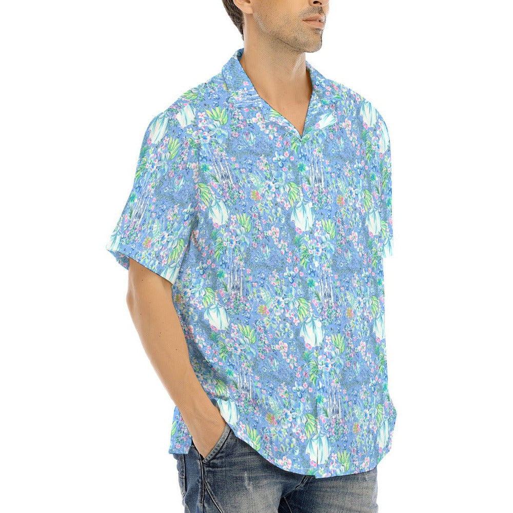 Bright Tropical Princess - Royal Beach Day - Men's Hawaiian Button Up Shirt