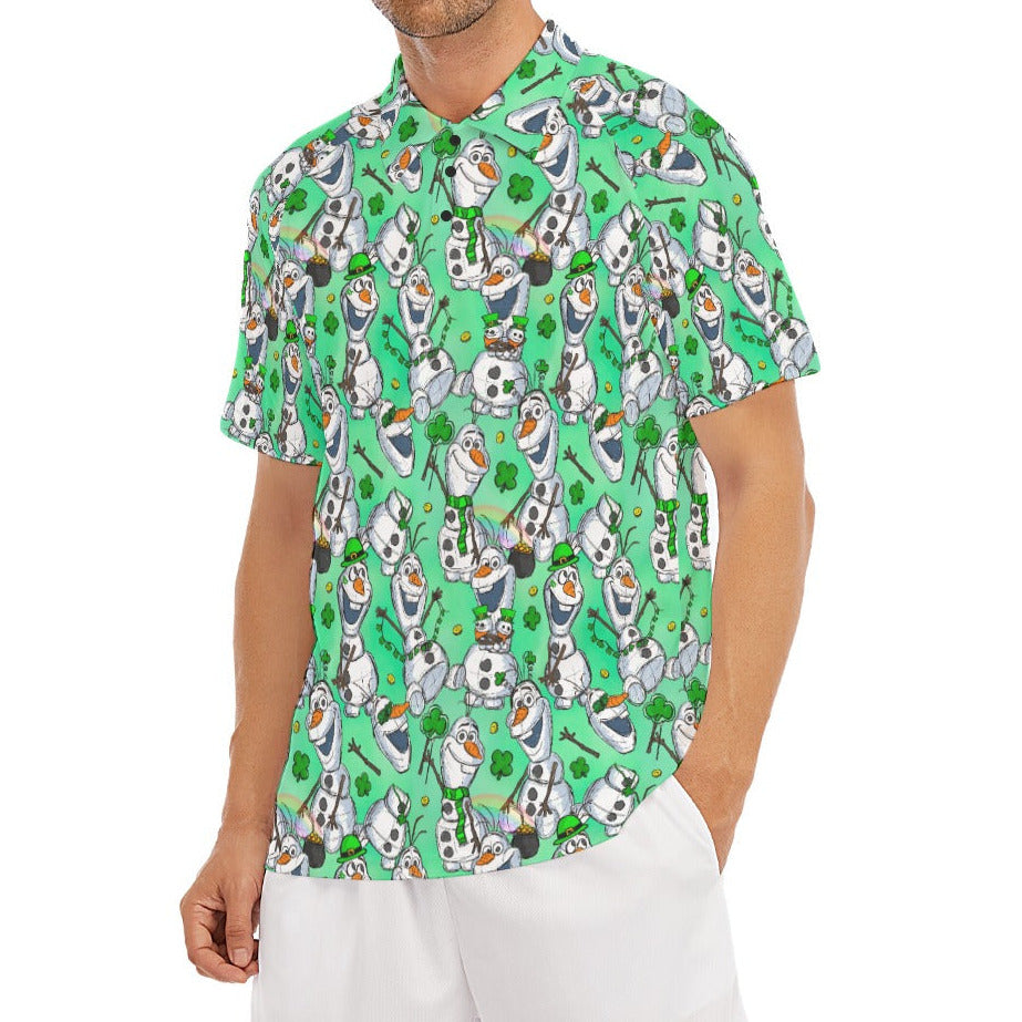 Sketched Snowman St. Patrick’s Day - Men's Polo Shirt