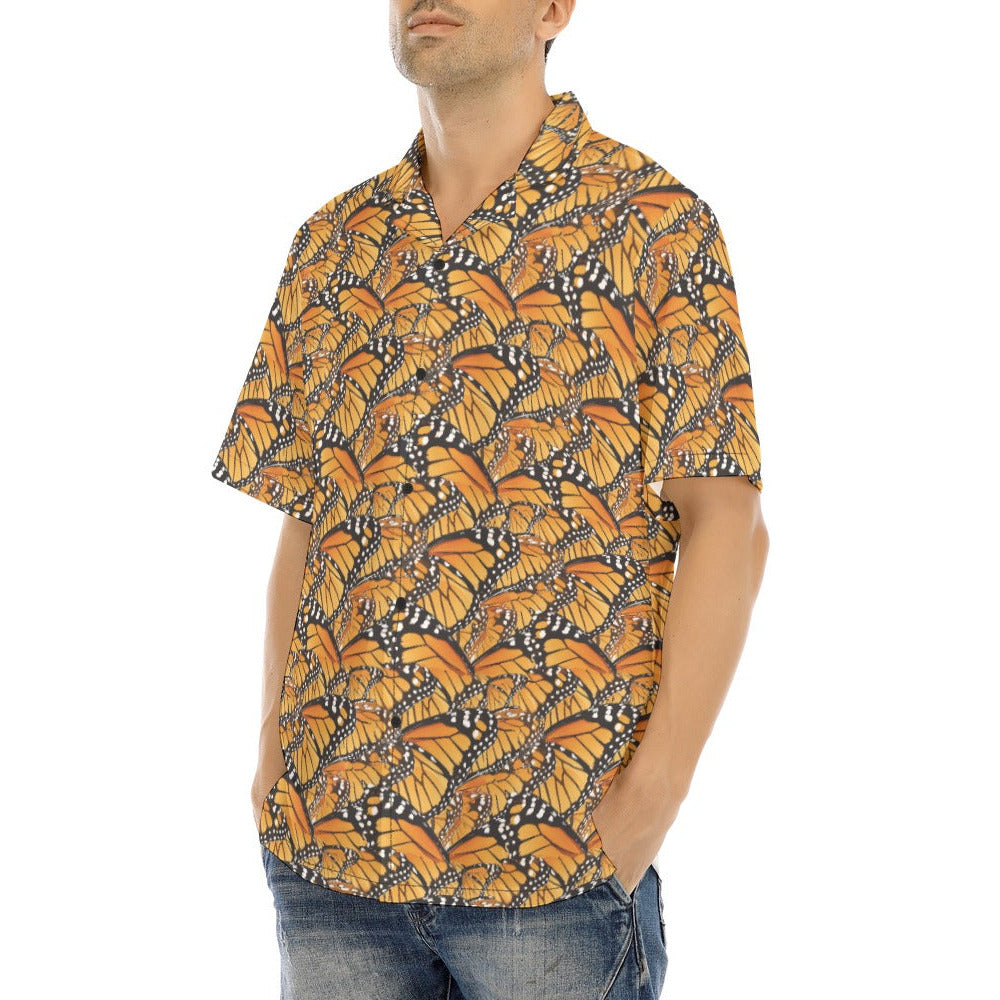 Animal Print - Monarch Butterfly - Men's Hawaiian Button Up Shirt