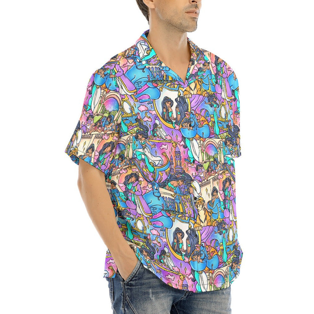 Magic Carpet Storybook Scenes - Men's Hawaiian Button Up Shirt