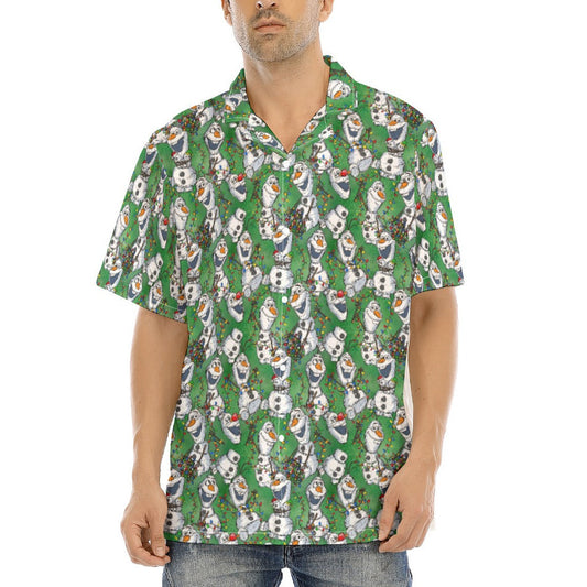 Sketched Snowman Christmas - Men's Hawaiian Button Up Shirt