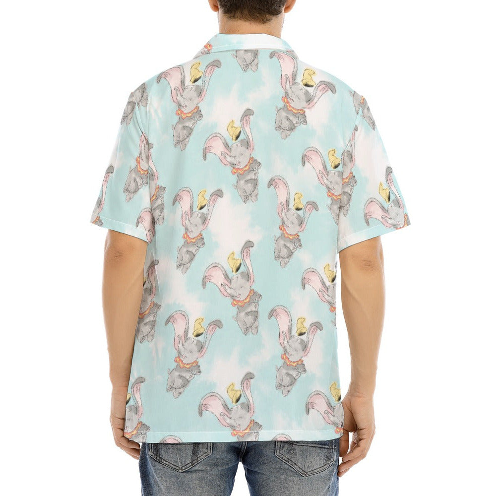 Sketch of Flying Elephant - Men's Hawaiian Button Up Shirt