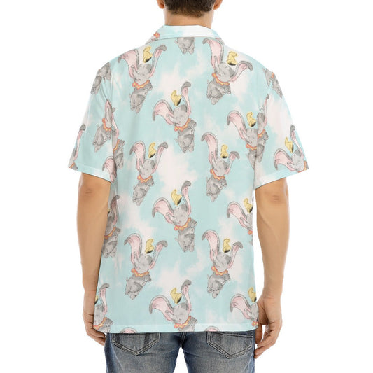 Sketch of Flying Elephant - Men's Hawaiian Button Up Shirt
