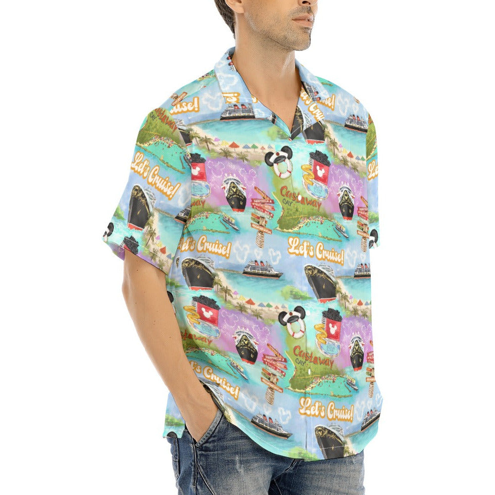 Tropical Castaway Island - Men's Hawaiian Button Up Shirt
