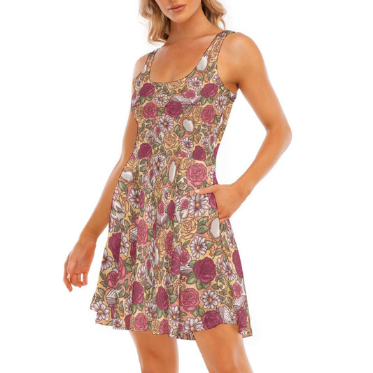 Fairytale Florals – Timeless Tale Blooms - Women's Sleeveless Pocket Skater Dress