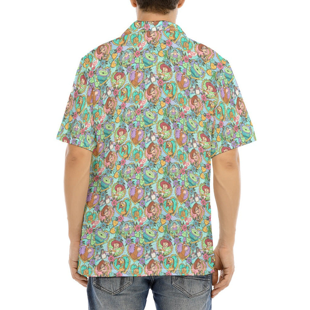 Tattoo Hearts Space Cowboys & Friends - Men's Hawaiian Button Up Shirt