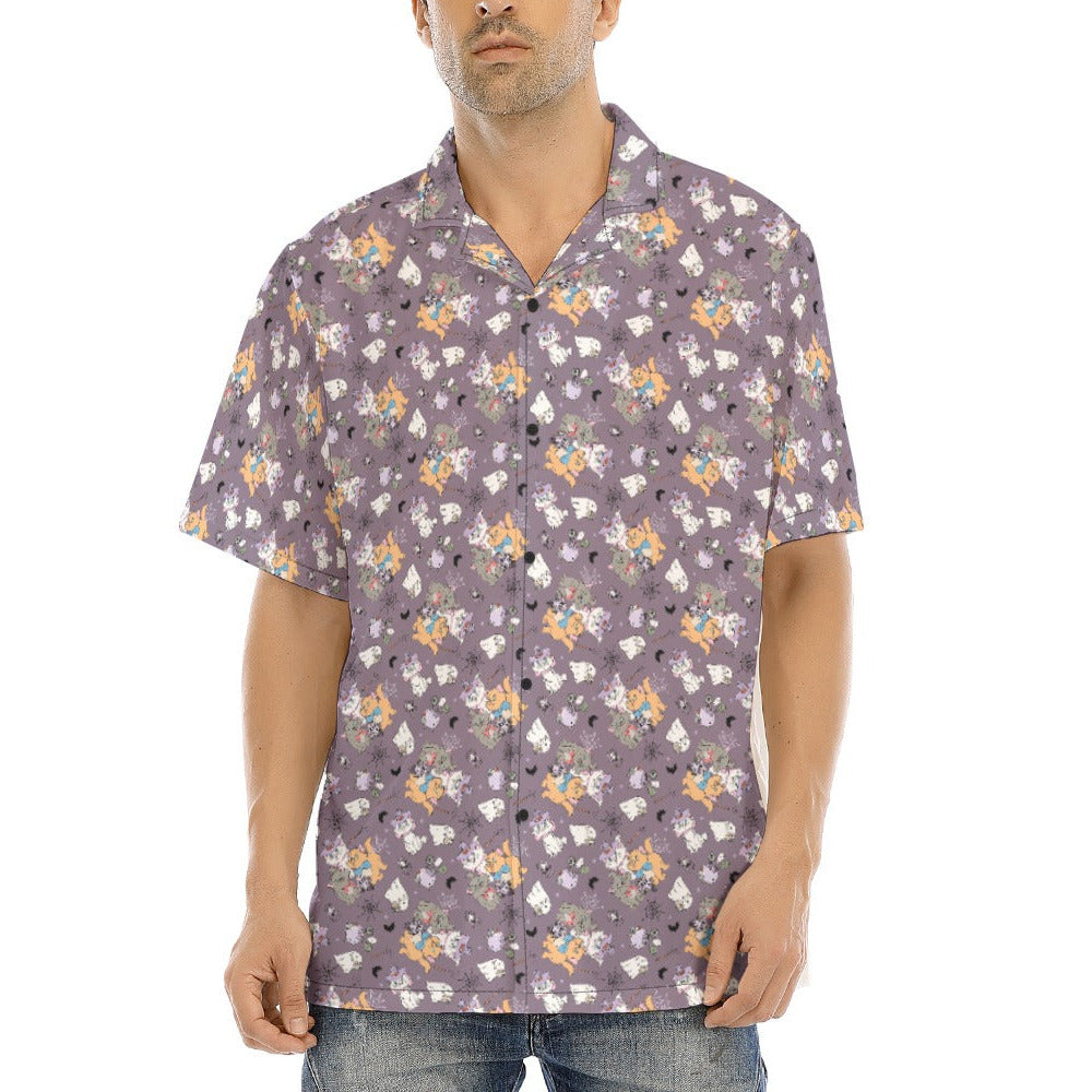 Spooky Fancy Felines - Men's Hawaiian Button Up Shirt