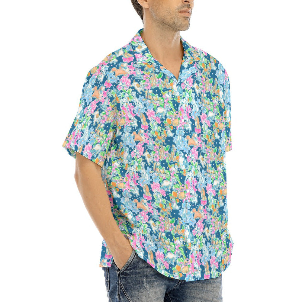 Tropical Paws & Petals - Beloved Dogs - Men's Hawaiian Button Up Shirt