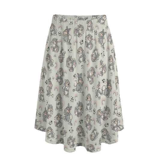 Bouncy Bunny Bliss - Women's Pocket Midi Skirt