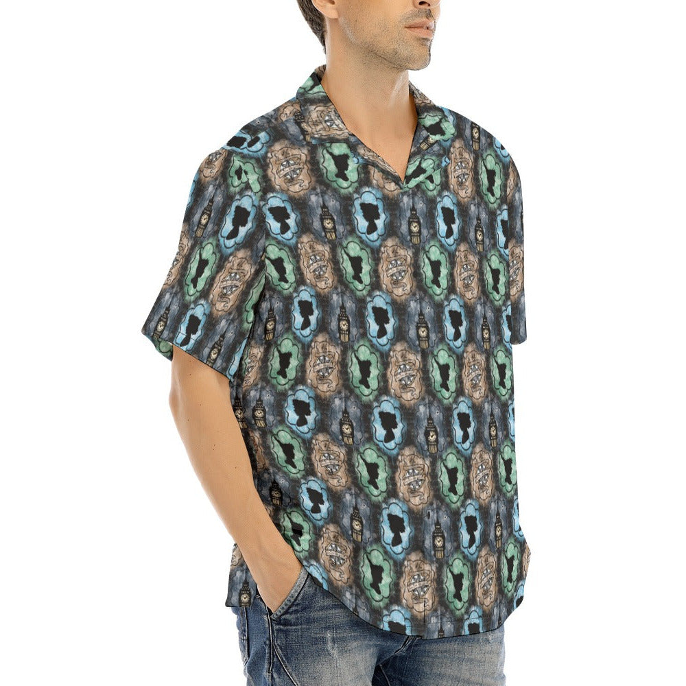 Starry Flight Silhouettes - Men's Hawaiian Button Up Shirt