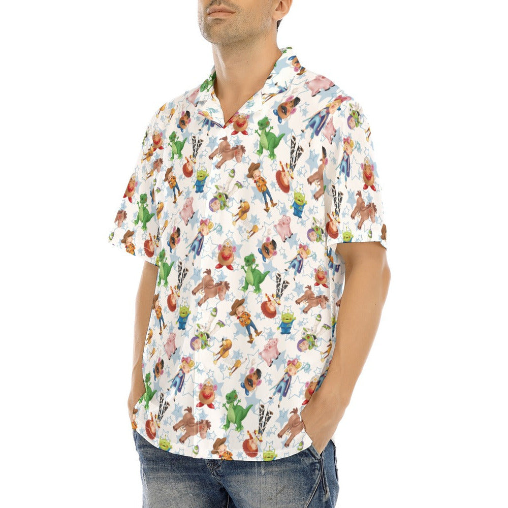 Playful Toy Friends - Men's Hawaiian Button Up Shirt