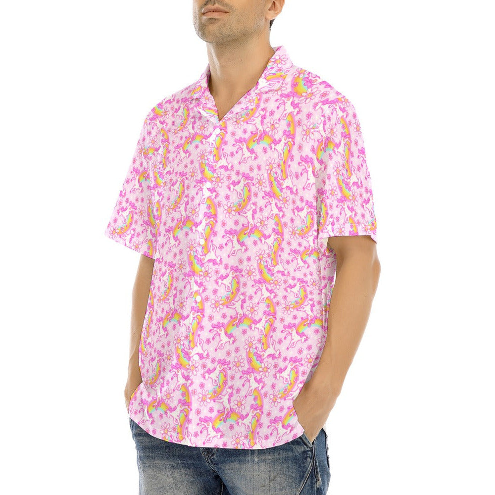 Unicorn Rainbows - Men's Hawaiian Button Up Shirt