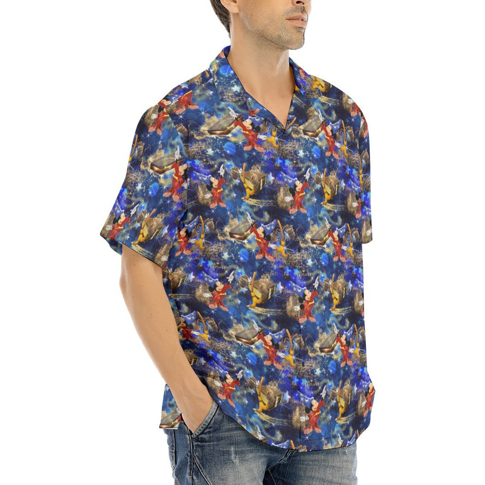 Enchanted Broom Magic - Men's Hawaiian Button Up Shirt