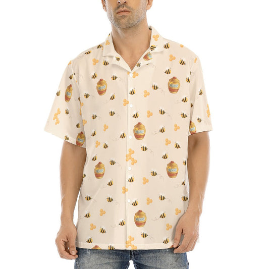 Sweet Hunny Pot & Bees - Men's Hawaiian Button Up Shirt