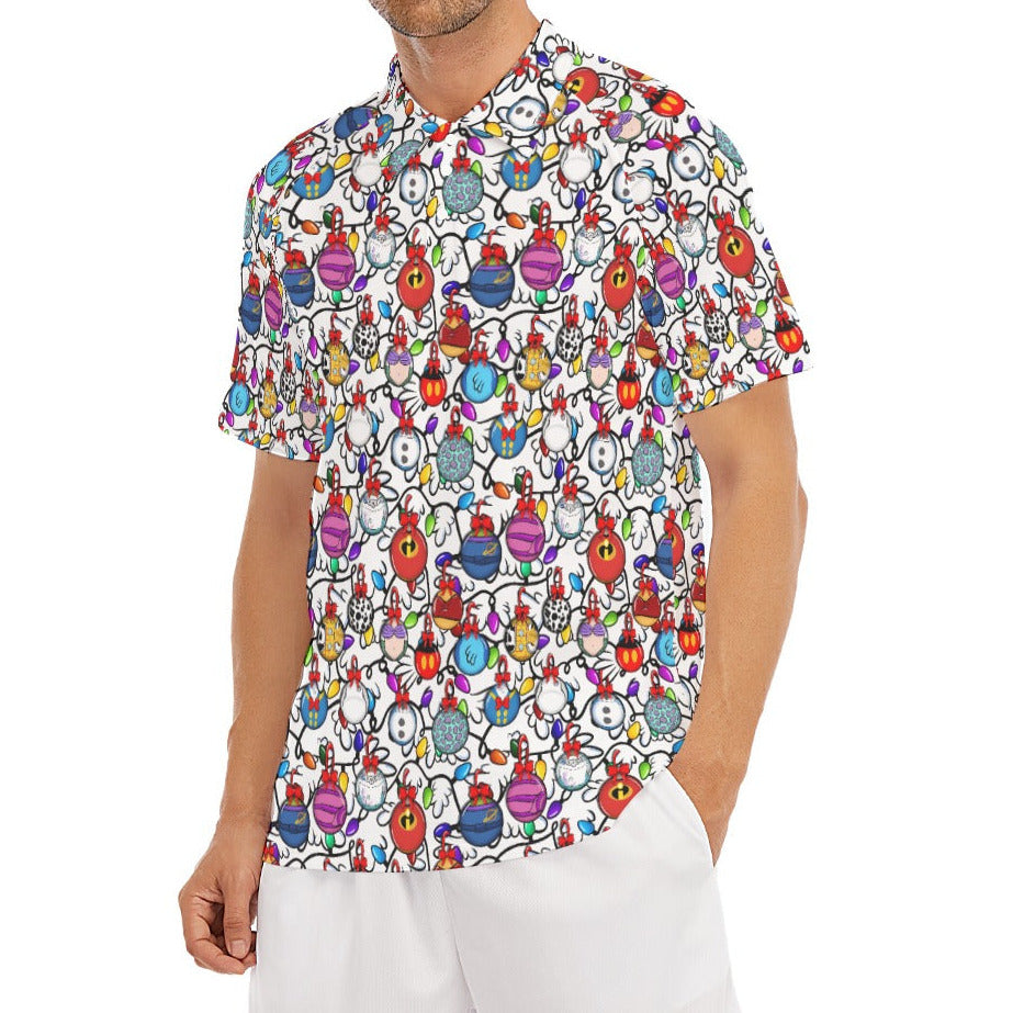Festive Character Baubles on White - Men's Polo Shirt