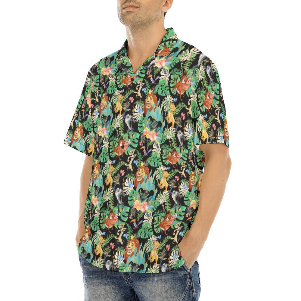 Watercolor Jungle Pride - Men's Hawaiian Button Up Shirt