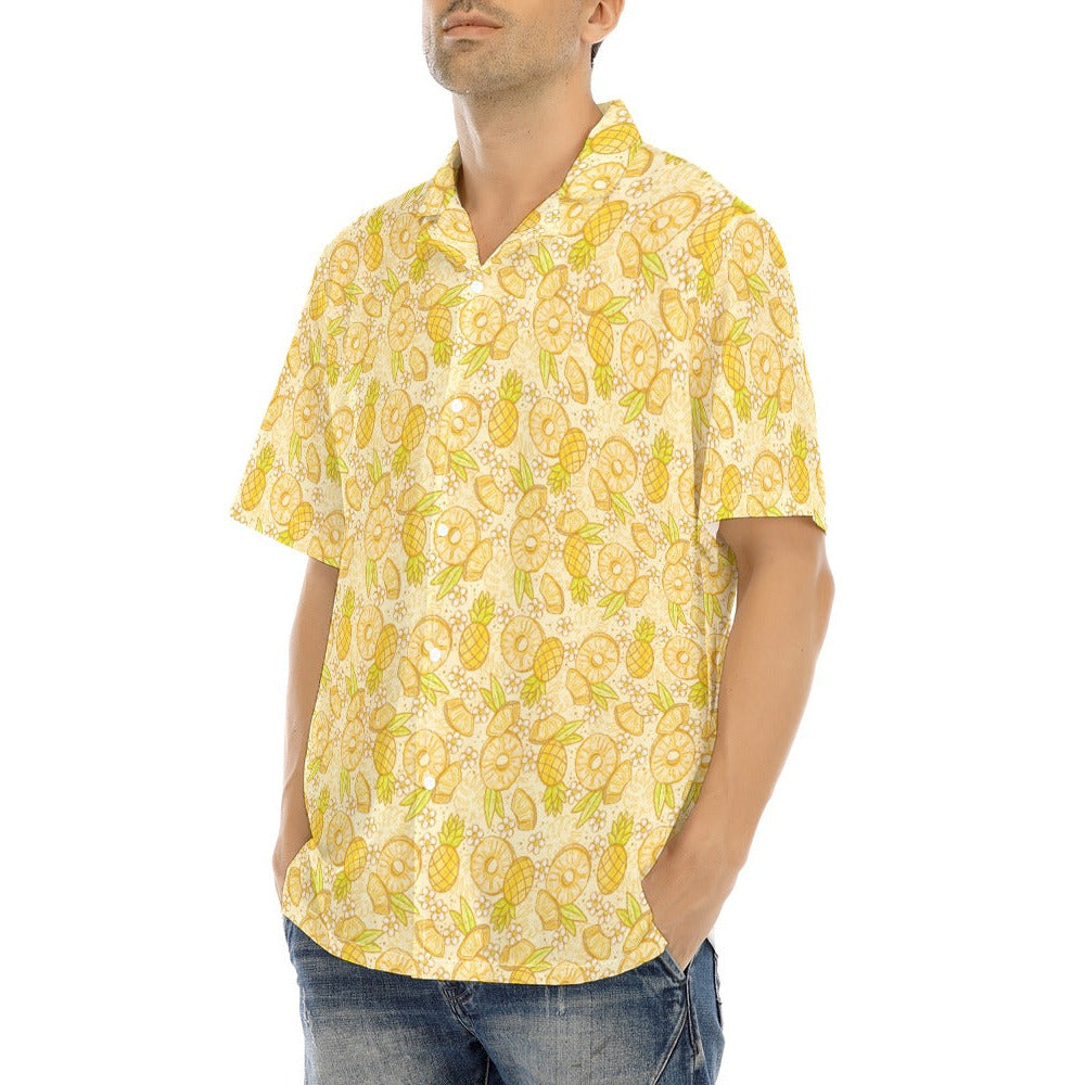 Summer Fruits - Pineapple - Men's Hawaiian Button Up Shirt