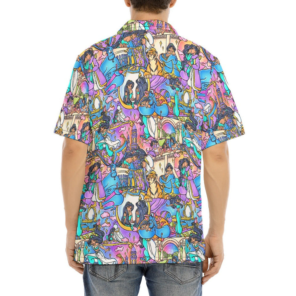 Magic Carpet Storybook Scenes - Men's Hawaiian Button Up Shirt