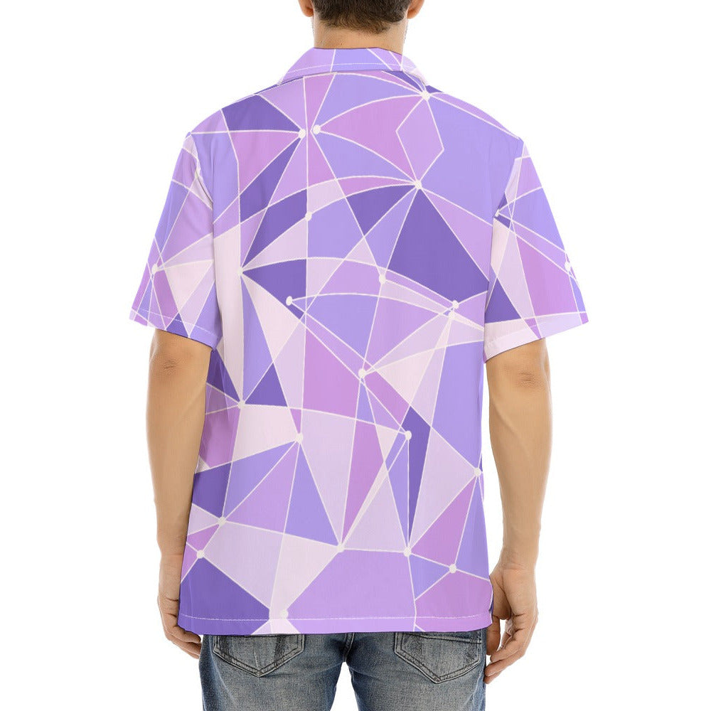 Geometric Purple Wall - Men's Hawaiian Button Up Shirt