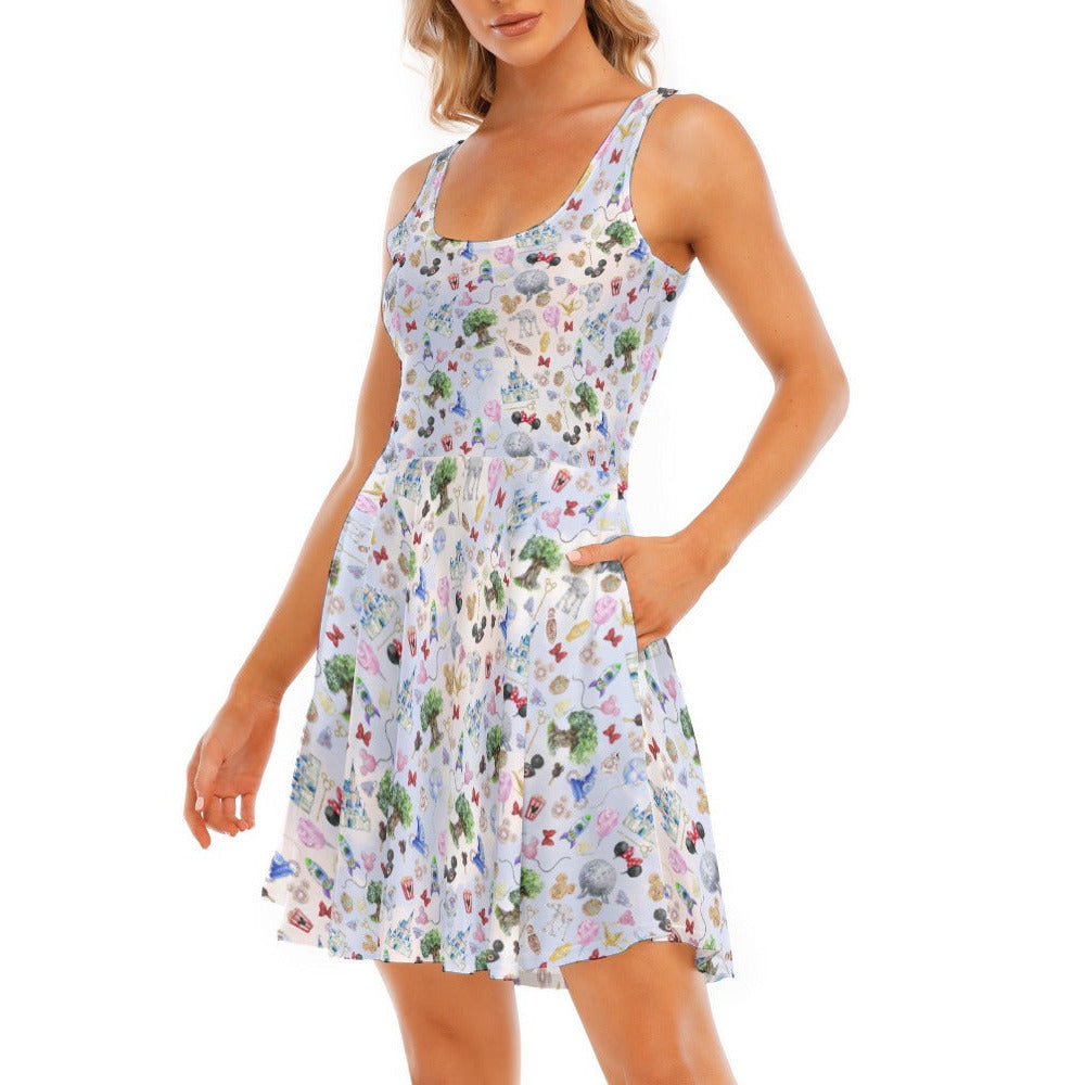 WDW Park Hopper - Women's Sleeveless Pocket Skater Dress
