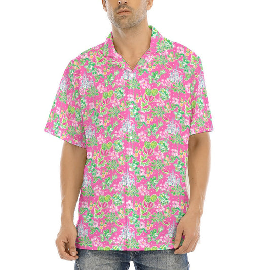 Bright Tropical Vibes - Watermelon Mouse Duo - Men's Hawaiian Button Up Shirt