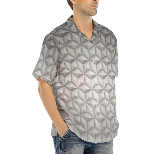 Geometric Silver Sphere - Men's Hawaiian Button Up Shirt