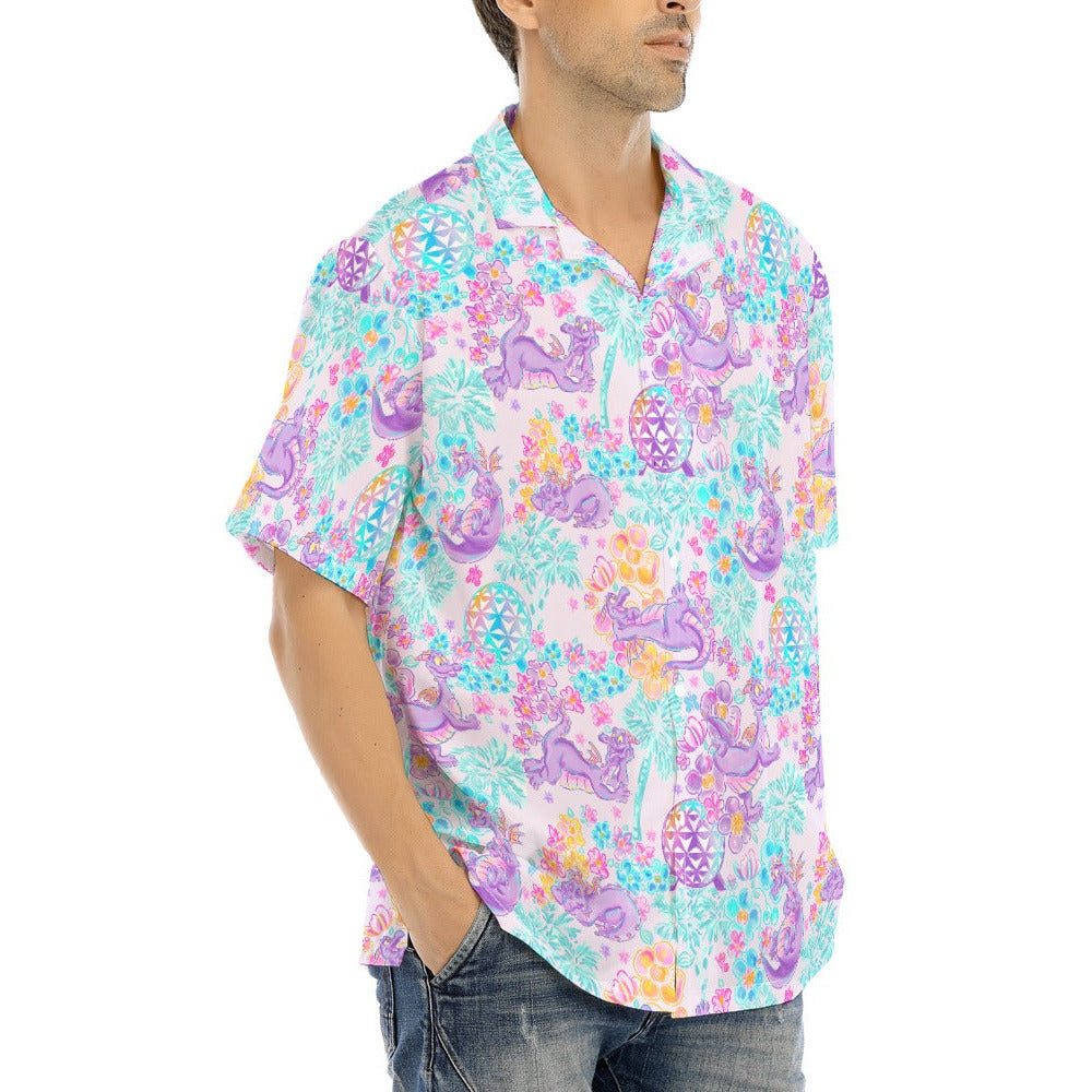 Purple Dragon Flower Power - Men's Hawaiian Button Up Shirt