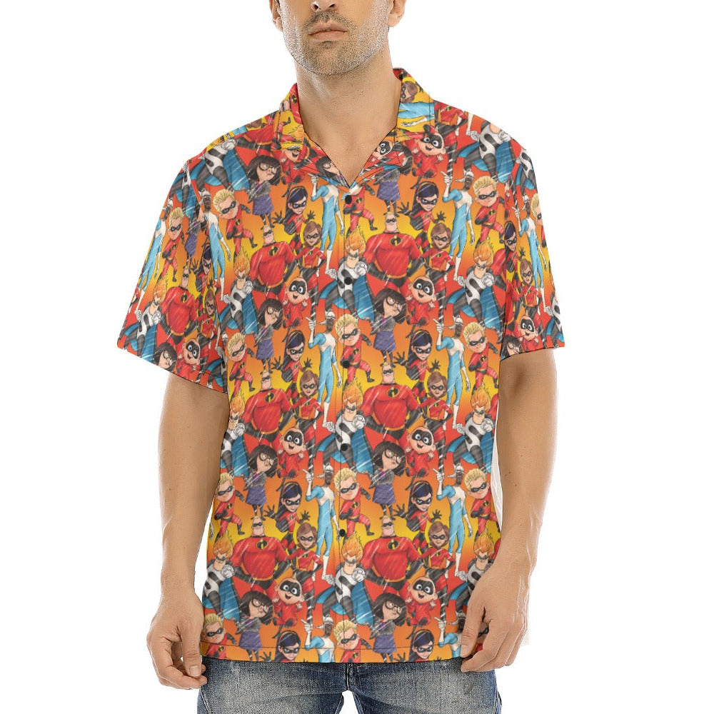 Super Squad Sketched - Men's Hawaiian Button Up Shirt