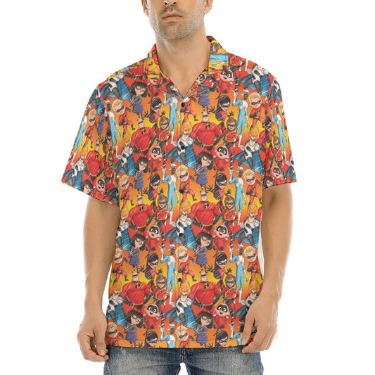 Super Squad Sketched - Men's Hawaiian Button Up Shirt