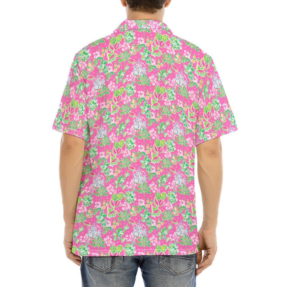 Bright Tropical Vibes - Watermelon Mouse Duo - Men's Hawaiian Button Up Shirt
