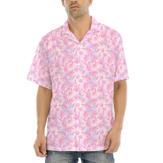 Pink Crystal Lunar Moths - Men's Hawaiian Button Up Shirt