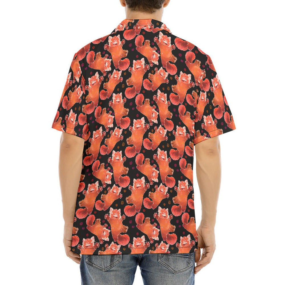Scribbly Red Panda - Men's Hawaiian Button Up Shirt