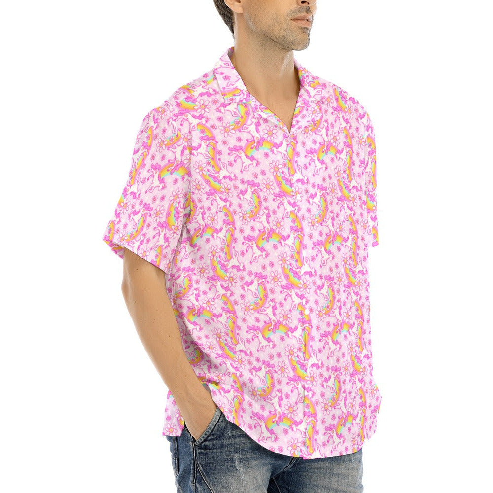Unicorn Rainbows - Men's Hawaiian Button Up Shirt