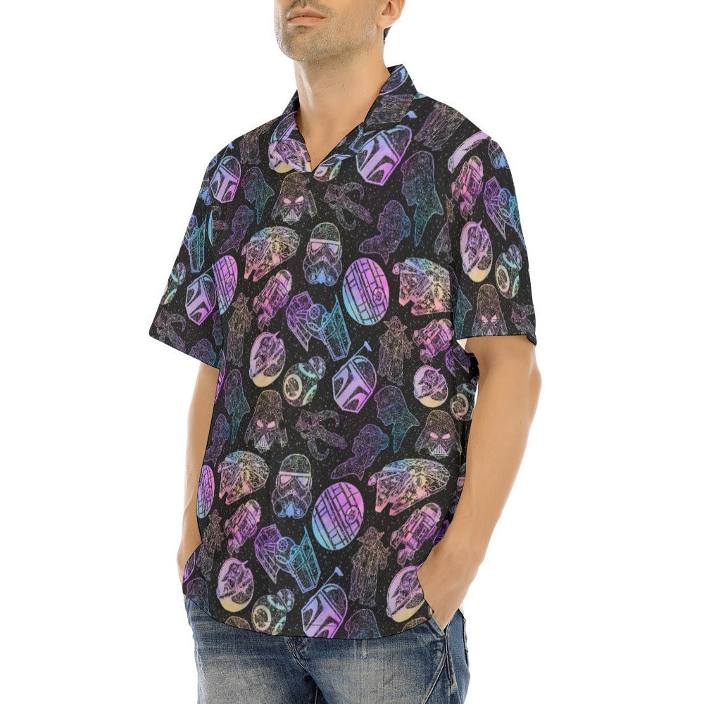 Watercolor Galactic Mandalas - Men's Hawaiian Button Up Shirt