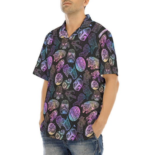 Watercolor Galactic Mandalas - Men's Hawaiian Button Up Shirt