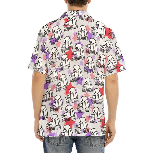 White Robot Balala - Men's Hawaiian Button Up Shirt