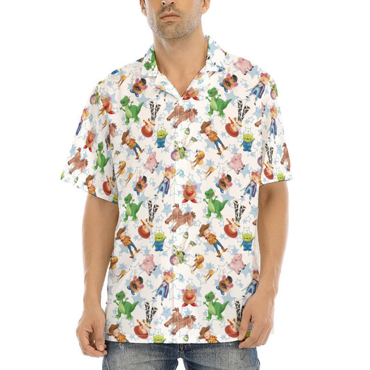 Playful Toy Friends - Men's Hawaiian Button Up Shirt