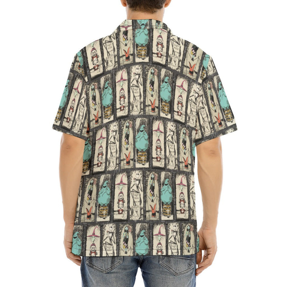Stretching Haunted Nightmare - Men's Hawaiian Button Up Shirt