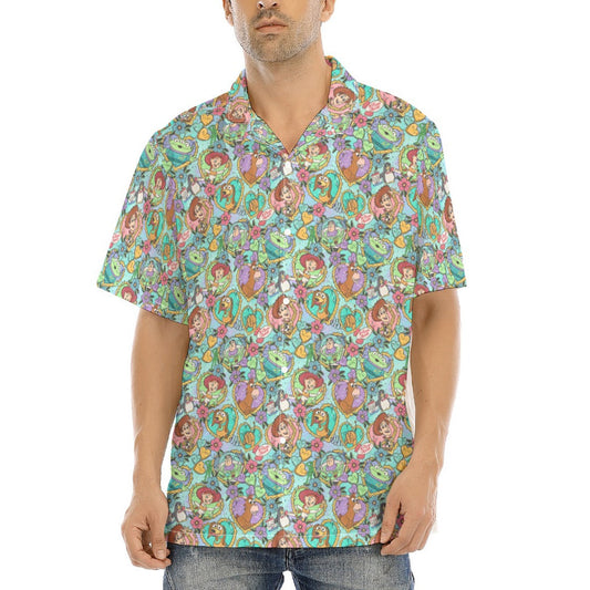 Tattoo Hearts Space Cowboys & Friends - Men's Hawaiian Button Up Shirt