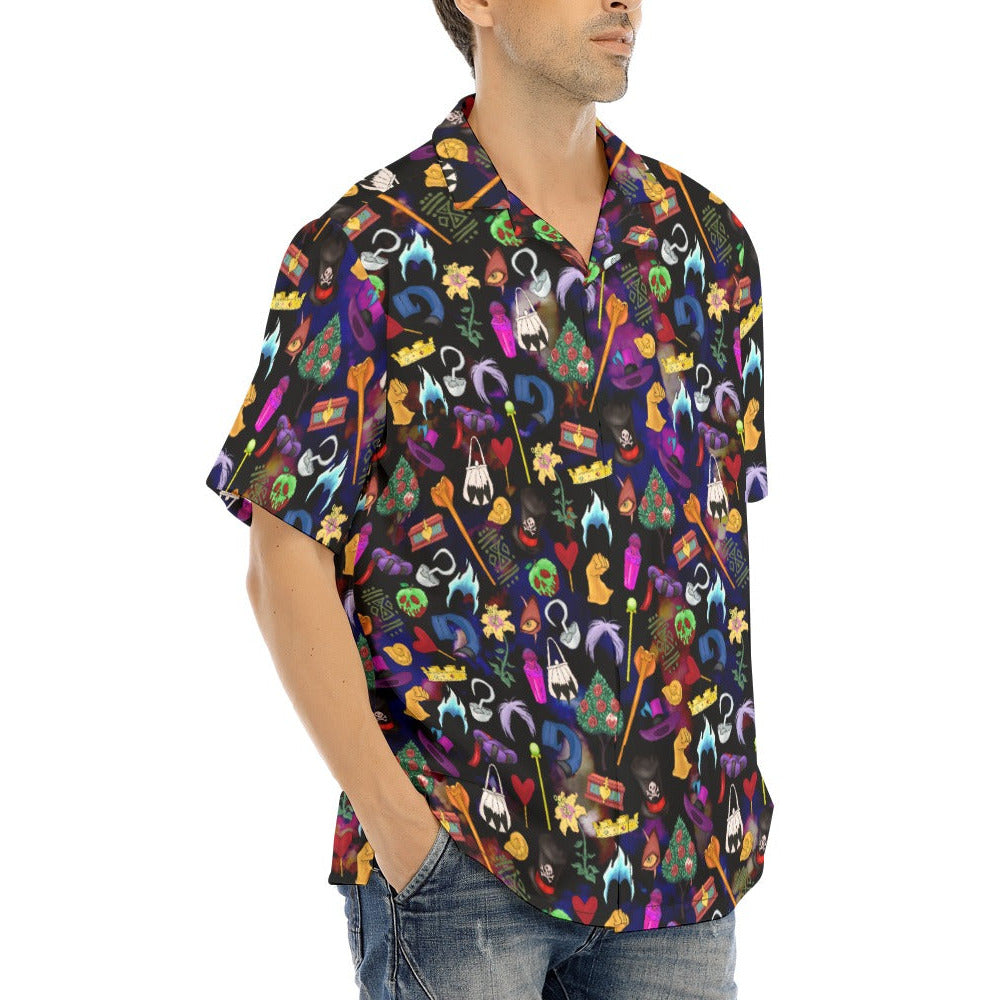 Villainous Icons Collage - Men's Hawaiian Button Up Shirt