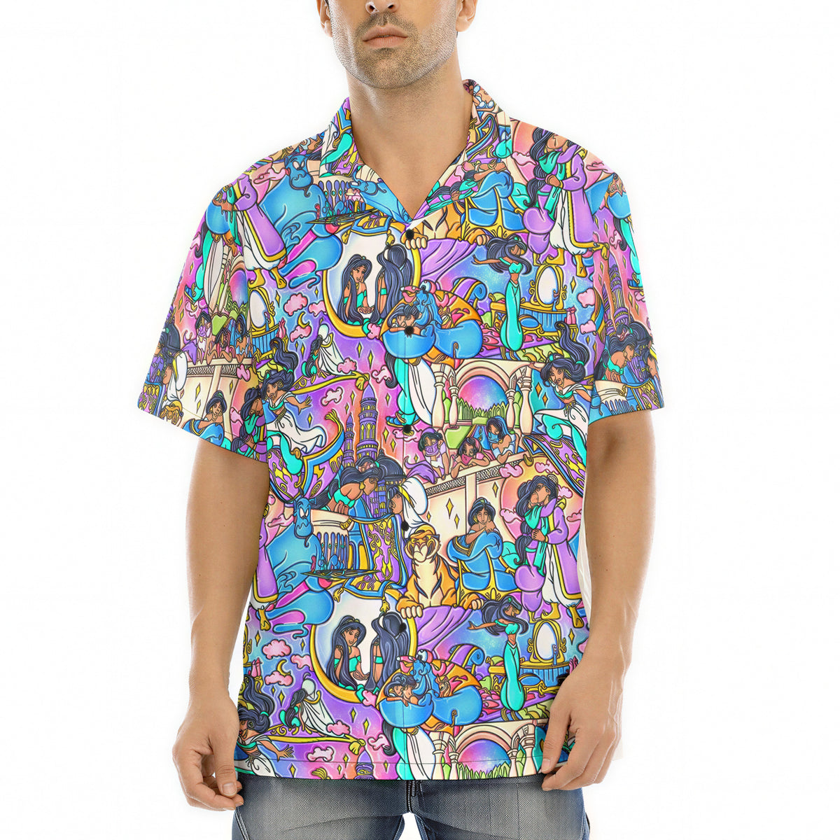 Magic Carpet Storybook Scenes - Men's Hawaiian Button Up Shirt