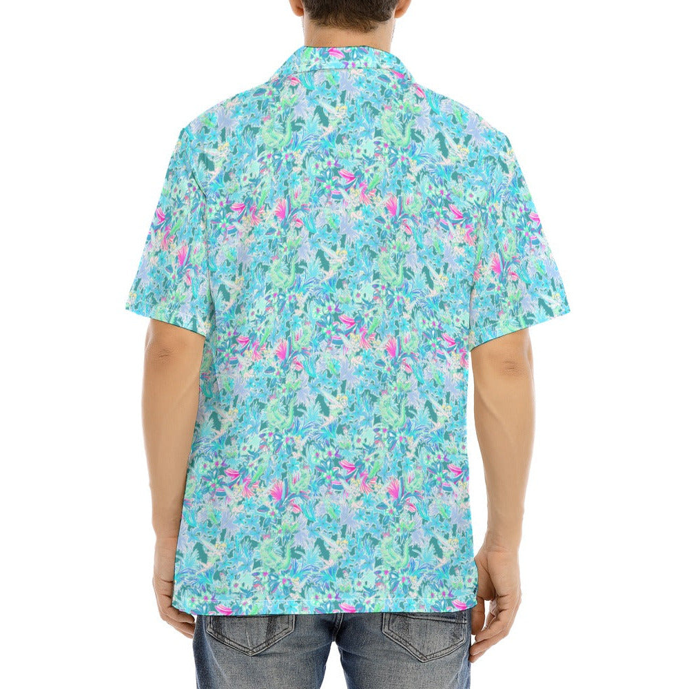 Bright Floral Flight - Neverland Adventure - Men's Hawaiian Button Up Shirt